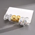 Detail of a 6-piece C-shaped earring set in silver and gold, showing varied textures. - Geometric C-Shaped Style / 6-Piece Set / Gold and Silver