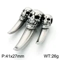 Punk style stainless steel triple skull and wolf tooth pendant for men jewelry accessory - Skull Wolf Tooth Style (KP118508-LU) / Pendant Only (Without Chain)