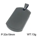 Matte black stainless steel dog tag pendant necklace, 33x19mm size and 13g weight - Single Pendant (No Chain) / 33x19mm / Black (KP118332-ZLA)