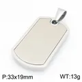 Minimalist silver-tone stainless steel dog tag pendant necklace with brushed finish - Single Pendant (No Chain) / 33x19mm / Silver (KP118333-ZLA)