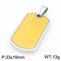 High quality stainless steel dog tag pendant necklace with yellow gold center inlay - Single Pendant (No Chain) / 33x19mm / Silver and Yellow (KP118334-ZLA)