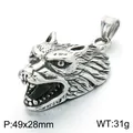 Anhänger Wolfskopf aus Edelstahl für Männer, Nordische Mythologie, 49x28mm Größe - Brüllender Wolfskopf (KP118514-LU) / 49X28MM