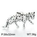 Vintage-Leopard-Anhänger für Herren aus Edelstahl mit detaillierten Flecken und Silberfinish - Leopardenform (KP118651-LU) / 58x32mm