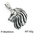 Pendentif tête de lion en acier inoxydable pour hommes avec style nordique et texture métallique - Tête de Lion Rétro (KP118738-LU) / 46x40mm