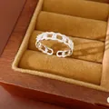 Elegant silver-finish lace pattern open ring with shimmering clear stones for women - Hollow Lace Gemstone Open Style (12#) / Silver