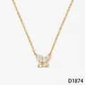 Elegante vergulde roestvrijstalen ketting met fonkelende zirkoon vlinder hanger - Ketting (DK1874) / Goud