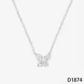 Elegante zilverkleurige roestvrijstalen ketting met sprankelende vlinderhanger van zirkoon - Ketting (DP1874) / Zilver