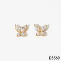 Elegante goudvergulde roestvrijstalen vlinder oorbellen met zirkonia steentjes - Oorbellen (DK3569) / Goud