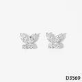 Verfijnde vlinder oorknopjes van roestvrij staal met zirkonia zilveren afwerking - Oorbellen (DP3569) / Zilver