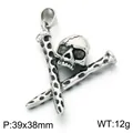 Punk style Viking skull pendant with crossed baseball bats stainless steel for men - Skull Baseball Bat Style (KP118533-LU)