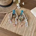Orecchini bohémien con nappe in chiffon a pois colorati e pendenti in cristallo. - Stile Nappina in Vetro Pois Multicolore (HE32521)
