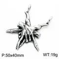 Punk stainless steel skeleton hand holding weapon pendant with size and weight markers - Skull Hand Baseball Bat Style (KP118759-LU)