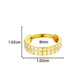 Gold stainless steel hinged hoop ring with double row clear stones, 8mm inner diameter. - Double Row Rhinestone Style (2664-1#) / Gold
