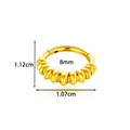 Anneau en acier inoxydable doré avec design torsadé nervuré, diamètre 8 mm - Style Ondulation Horizontale (2664-5#) / Or