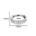 Anneau créole en acier inoxydable avec double rangée de cristaux clairs étincelants - Style Double Rangée de Strass (2664-1#) / Argent