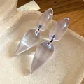 Transparent resin water-drop earrings with a unique segmented minimalist design - Clear