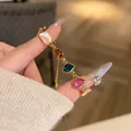 Elegant 18k gold plated bracelet featuring colorful zircon stones and floral charms - 18# Bracelet
