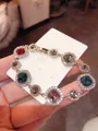 Elegant gold plated bracelet featuring colorful zircon flowers and colorful gemstones - 35# Bracelet