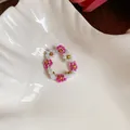 Bague fleur en perles de verre colorées faite main, bijou de style été doux pour femmes - Bague / Blanc-Rose Rouge