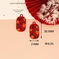 Detailed view of red alloy Chinese blessing charms with 38.5mm x 21mm dimension markers - Safe Joy and Great Luck Style (4# Red) / Red