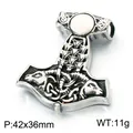 Vintage Viking Thor's hammer Mjölnir pendant in stainless steel, size 42x36mm, 11g - Ram Avatar Relief Style (KP118560-LU) / 42x36mm