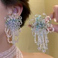 Elegant handcrafted beaded flower drop earrings for seaside holiday beach style - Style 62 (Silver Pin) / White