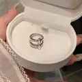 Elegant silver double-layer ear bone clip with sparkling crystals in white gift box - T-Shaped Double Layer (HE33116) / Single Piece / Silver