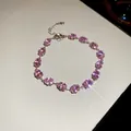 Bracelet élégant en argent avec zircons roses ovales et effet d'étincelles. - Cercle Complet de Strass Ovales Roses (37#) / Argent-Rose (37#)