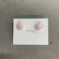 Pink square resin stud earrings on a white minimalist display card - Square Stud Earrings (HE33697-) / Pink