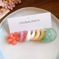 Detailed macro view of vibrant resin earring collection displayed on a white holder - 5 Pairs Set / Colorful
