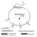 Dettaglio bracciale in acciaio inossidabile con zirconi e specifiche tecniche. - Bracciale Argento Goccia (JDB0205301-S)