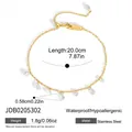 Dettaglio del bracciale regolabile in acciaio inossidabile dorato con zirconi - Bracciale Goccia d'Acqua (JDB0205302)