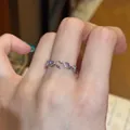 Elegant purple zircon wheat ear open ring for index finger, light luxury jewelry. - Purple Wheat Spike Open Ring / Silver