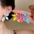 Colorful enamel flower stud earrings with silver needles in a playful dopamine style - Five Colors Available