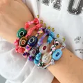 Bracelet tressé coloré de style bohème avec pierre naturelle et œil de protection - Style 1 (0520-16)