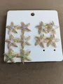 Gold-plated starfish stud earrings featuring colorful enamel details on display card - Style 11 Multicolor