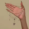Elegant purple butterfly beaded double-layer choker necklace for women with tassels - Butterfly Long Tassel Style (6#)
