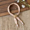 Macro view of ocean-themed fabric necklace with gold starfish charm and shell patterns - Orange Gold Starfish (Necklace 7#)
