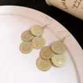 Detailed view of mint green floral enamel fringe drop earrings with gold-tone hooks - Ear Hook - Gold - Green - Purple