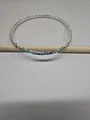 Zierliches dünnes silbernes Tennisarmband mit bunten Glassteinen in Blaugrün und Rot - Hellblaue mehrfarbige Tenniskette (44#) / Silber-Hellblau