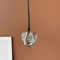 Vintage style silver heart pendant necklace with engraved text details and adjustable black cord - Letter Heart / Silver
