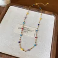 Dettaglio della collana in acciaio inossidabile stile vacanza con perline colorate - Collana / Oro-Multicolore