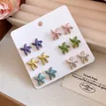 Set di 6 paia di orecchini a lobo a forma di stella marina in smalto colorato - Ago D'argento N. 11 - Bianco - Rosa - Blu - Viola - Giallo - Verde (set Da 12 Pezzi)