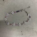 Elegante bracciale a fiori in argento con zirconi rosa stile coreano - Bracciale-Argento-Rosso Rosa