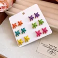 Set di 6 paia di orecchini a lobo a forma di stella marina smaltata in vivaci colori estivi - #1 Ago D'argento - Rosa - Blu - Viola - Arancione - Giallo - Verde (set Da 12 Pezzi)