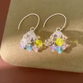 Primo piano di orecchini pendenti in cristallo colorato con ganci d'argento - Gancio Argento Nappina Multicolore