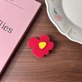Red geometric flower hair clip with a yellow center for a Korean style hair accessory - Rose Red-Yellow