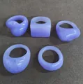 Set of five chunky purple candy resin rings with unique irregular niche designs for women - 5 Pieces / Purple
