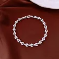 Elegant marquise-cut zircon bracelet with high-end luxury silver-plated finish - Bracelet / Silver-White