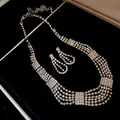 Exquisite sparkling rhinestones necklace and teardrop earrings 2-piece jewelry set - Style 12 Multi-layer Rhinestone Water Drop